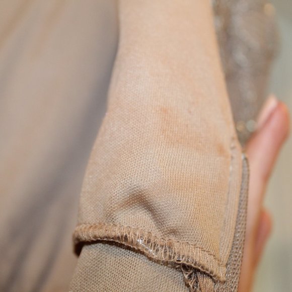 B Darlin Taupe Sequined Lace Dress - Picture 5 of 5